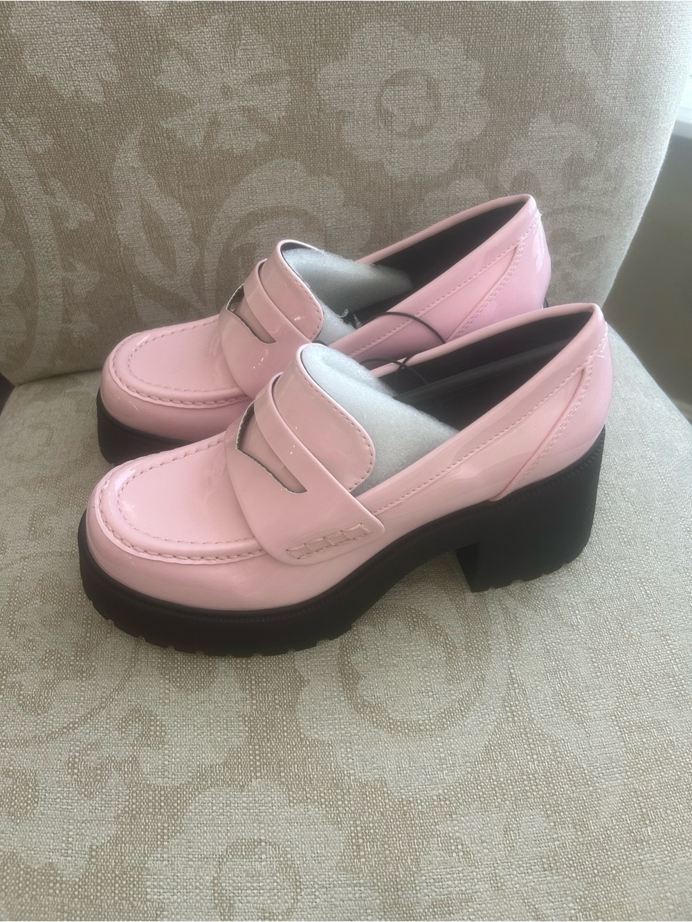 Soda Pink Loafers with Black Platform Sole - Picture 3 of 3